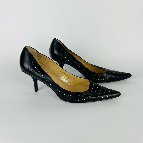 Michael Michael Kors Black Studded Cutout Pointed Toe Stilettos - Picture 2 of 7